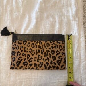 J. Crew Leopard Print Clutch with Black Tassel